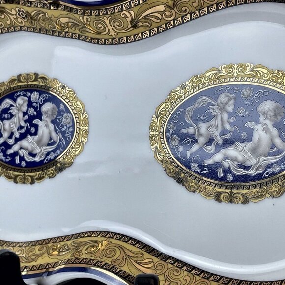 Limoges Porcelain Tea Service Plate Decorated in 22kt Gold and Deep Cobalt | Bea - Picture 1 of 8